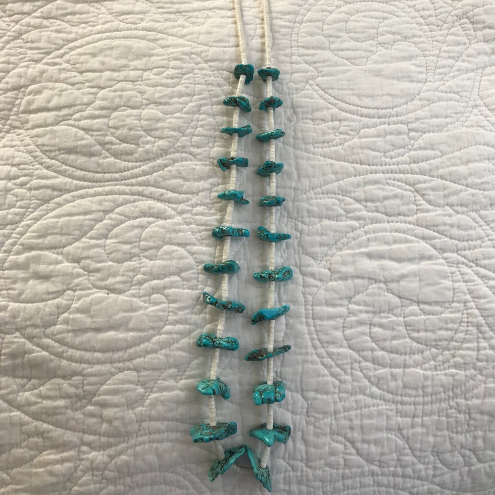 Native Made Turquoise Nugget and Heishi Necklace
